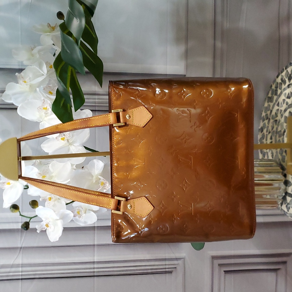 Louis Vuitton Brown Houston Vernis Leather monogram Tote Bag gold hardware LV - Picture 4 of 17
